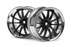 3287 | HPI 1.9" (6mm Off-Set) Work XSA 02C Chrome/Black Rims 2Pcs
