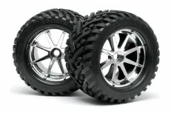 4727 | HPI 4.2" Savage Goliath Tyres On Chrome Blast Rims - Glued Wheels 2Pcs