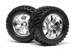 4728 | HPI 4.2" Savage Goliath Tyres On Chrome Tremor Rims - Glued Wheels 2Pcs