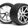 4729 | HPI 4.2" Savage Phaltline Tyres On Chrome Blast Rims - Glued Wheels 2Pcs