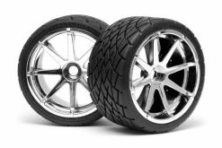 4729 | HPI 4.2" Savage Phaltline Tyres On Chrome Blast Rims - Glued Wheels 2Pcs