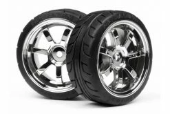 4738 | HPI 1.9" RS4 Sport 3 T-Grip Tyres On Rays 57S-Pro Chrome Rims - Glued Wheels 2Pcs